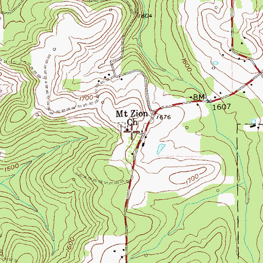 Topographic Map of Mount Zion Church, PA