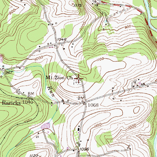 Topographic Map of Mount Zion Church, PA