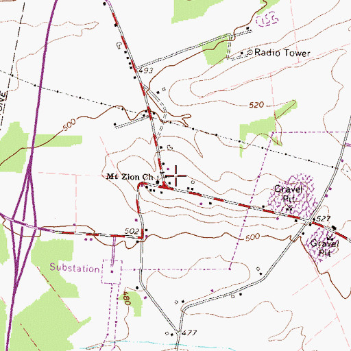 Topographic Map of Mount Zion Church, PA