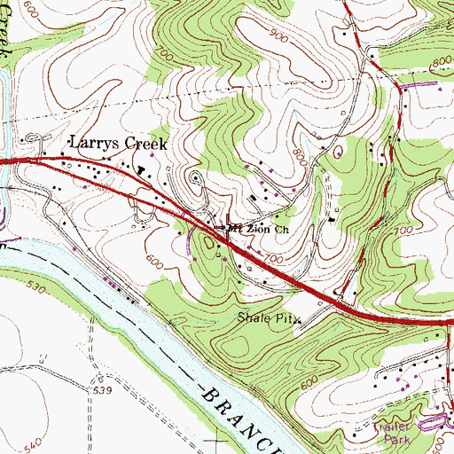 Topographic Map of Mount Zion Church, PA