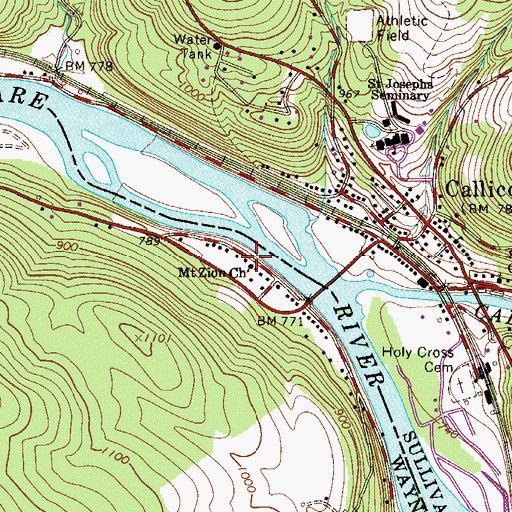 Topographic Map of Mount Zion Church, PA
