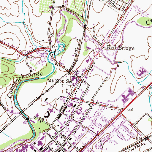 Topographic Map of Mount Zion School, PA