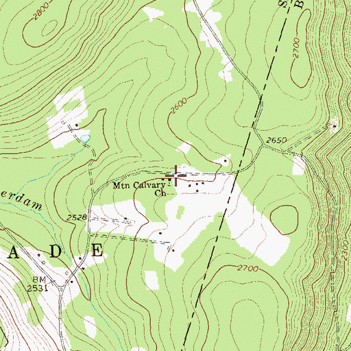Topographic Map of Mountain Calvary Church, PA