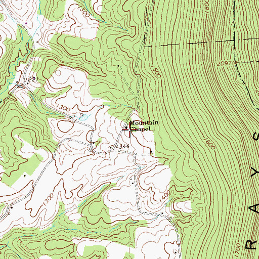 Topographic Map of Mountain Chapel, PA