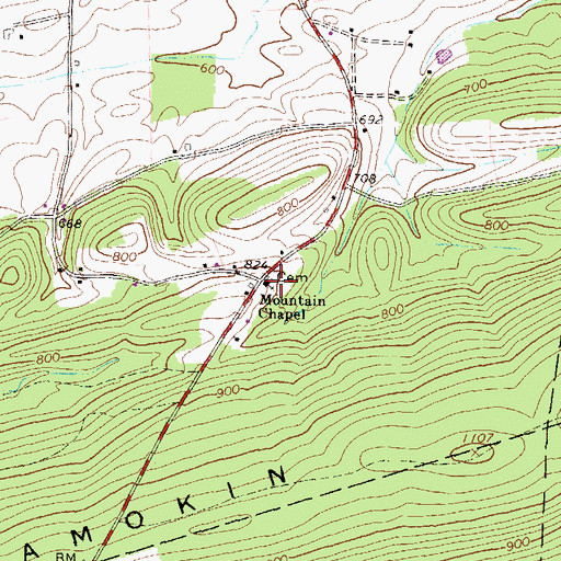 Topographic Map of Mountain Chapel, PA