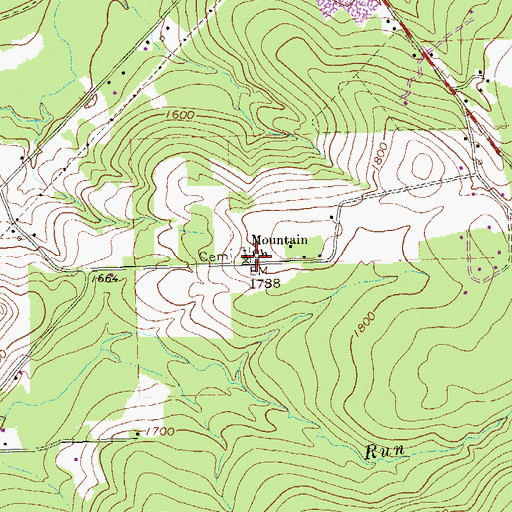 Topographic Map of Mountain Church, PA