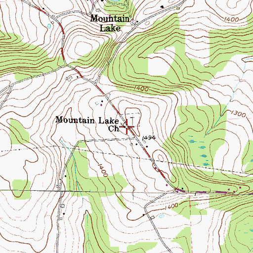 Topographic Map of Mountain Lake Church, PA