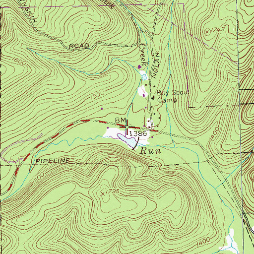Topographic Map of Mountain Lick Creek, PA