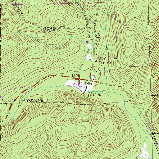 Topographic Map of Mountain Lick Creek, PA