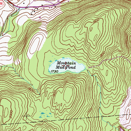Topographic Map of Mountain Mud Pond, PA