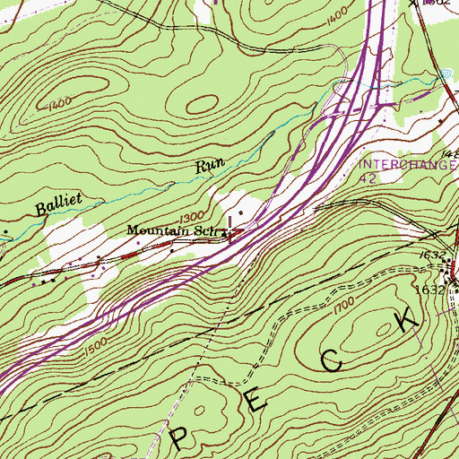 Topographic Map of Mountain School, PA