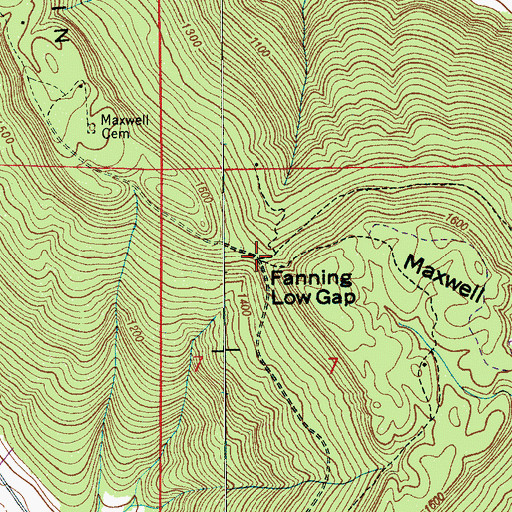 Topographic Map of Fanning Low Gap, AL