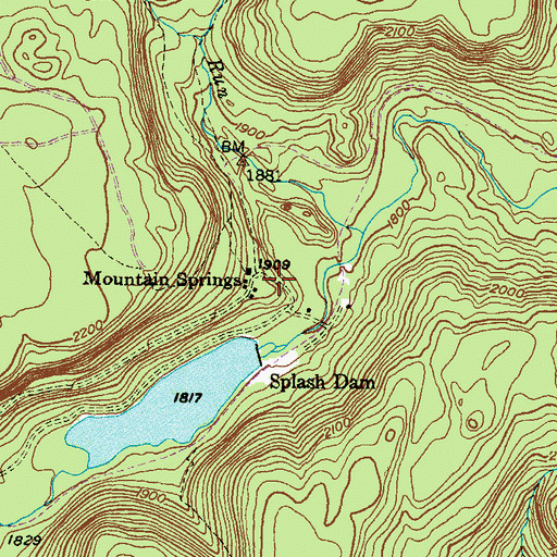 Topographic Map of Mountain Springs, PA