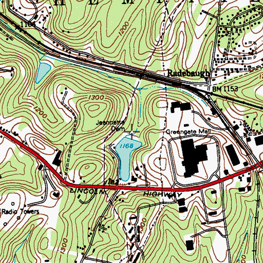 Topographic Map of Mountain Valley Lake, PA