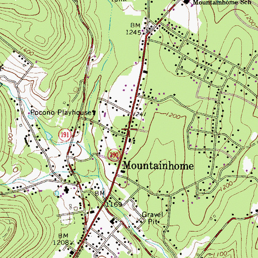 Topographic Map of Mountainhome, PA