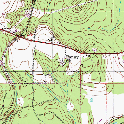 Topographic Map of Fanny Church, AL