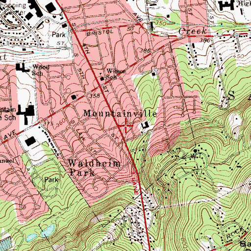 Topographic Map of Mountainville, PA