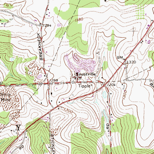 Topographic Map of Mountville Church, PA
