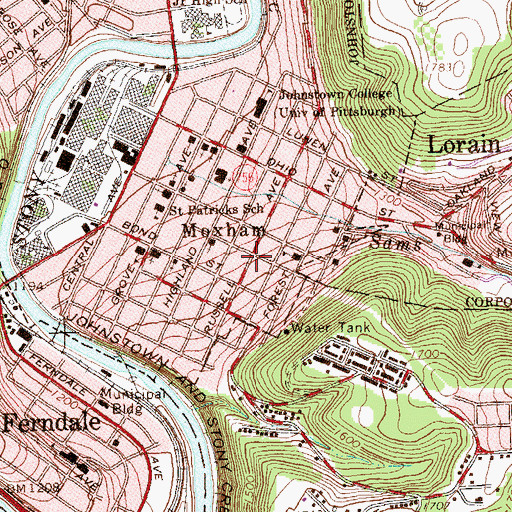 Topographic Map of Moxham, PA