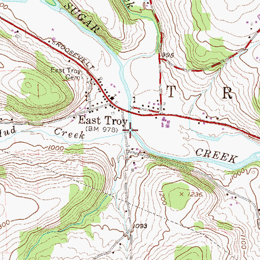 Topographic Map of Mud Creek, PA