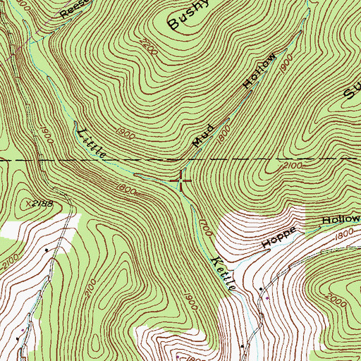 Topographic Map of Mud Hollow, PA