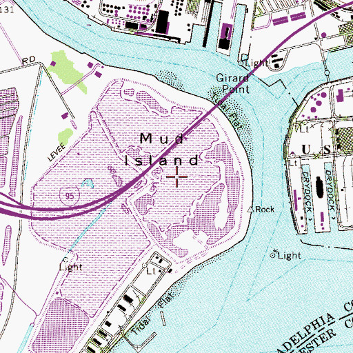 Topographic Map of Mud Island, PA