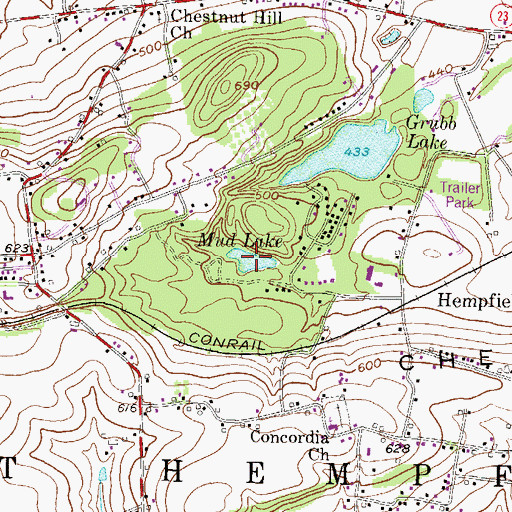 Topographic Map of Mud Lake, PA