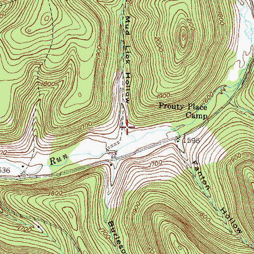 Topographic Map of Mud Lick Hollow, PA