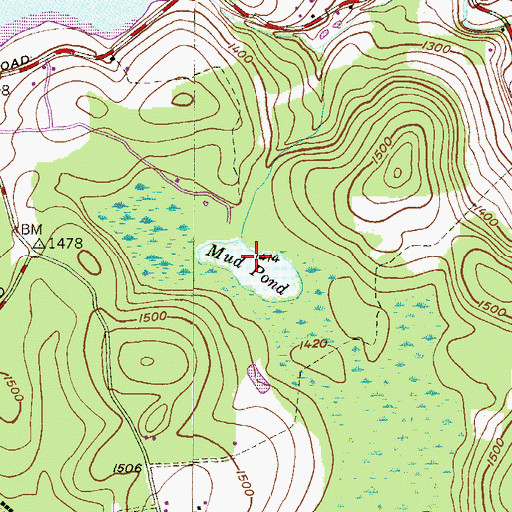 Topographic Map of Mud Pond, PA