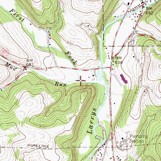 Topographic Map of Mud Run, PA