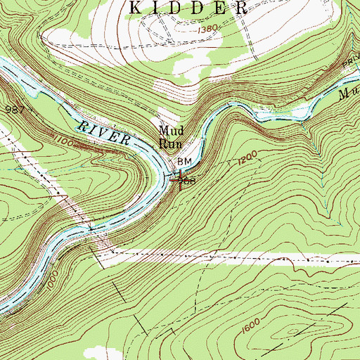 Topographic Map of Mud Run, PA