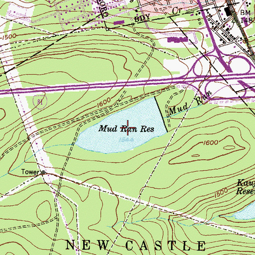 Topographic Map of Mud Run Reservoir, PA