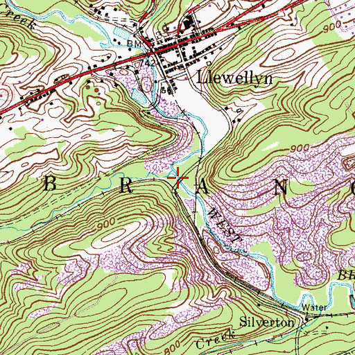 Topographic Map of Muddy Branch, PA