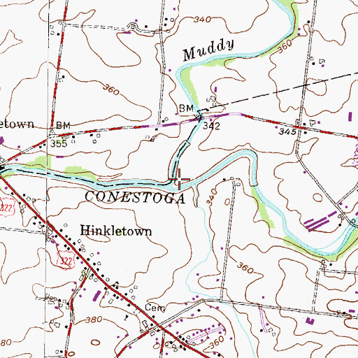 Topographic Map of Muddy Creek, PA