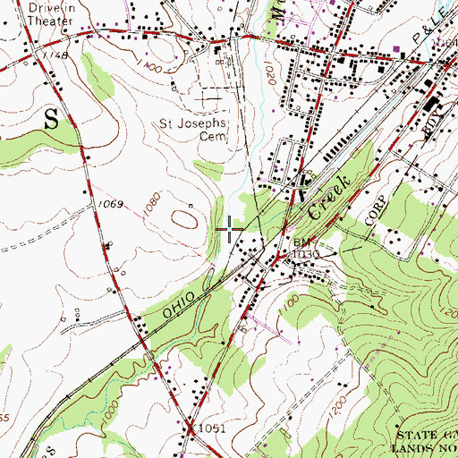 Topographic Map of Muddy Run, PA