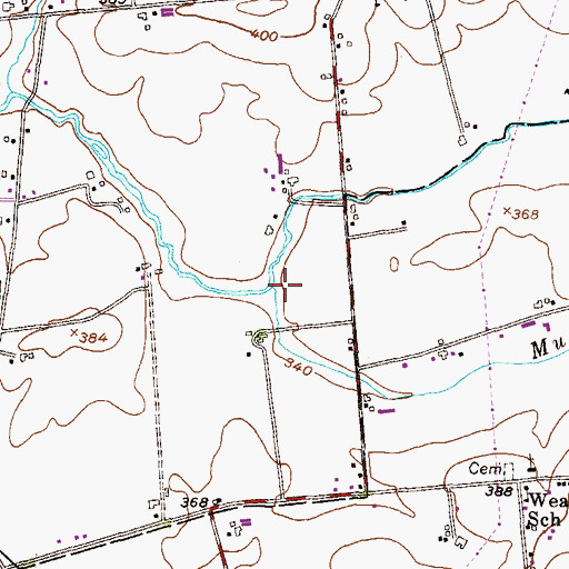 Topographic Map of Muddy Run, PA