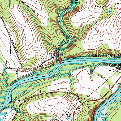 Topographic Map of Muddy Run, PA