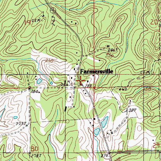Topographic Map of Farmersville, AL