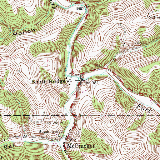 Topographic Map of Mudlick Fork, PA