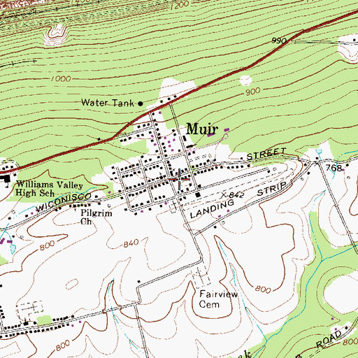 Topographic Map of Muir, PA