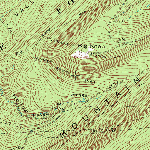 Topographic Map of Mumper Spring Trail, PA