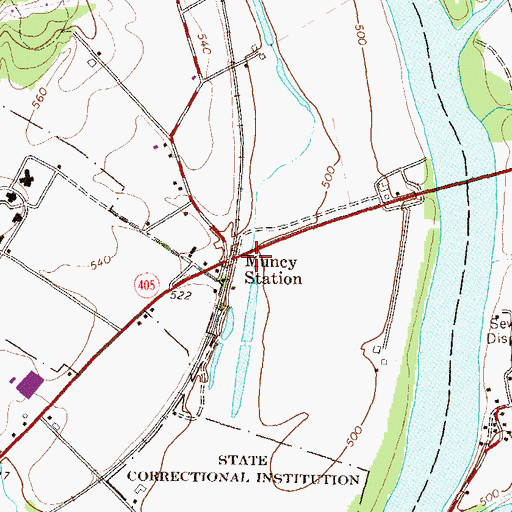 Topographic Map of Muncy Station, PA
