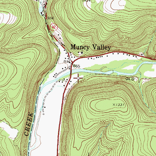 Topographic Map of Muncy Valley, PA
