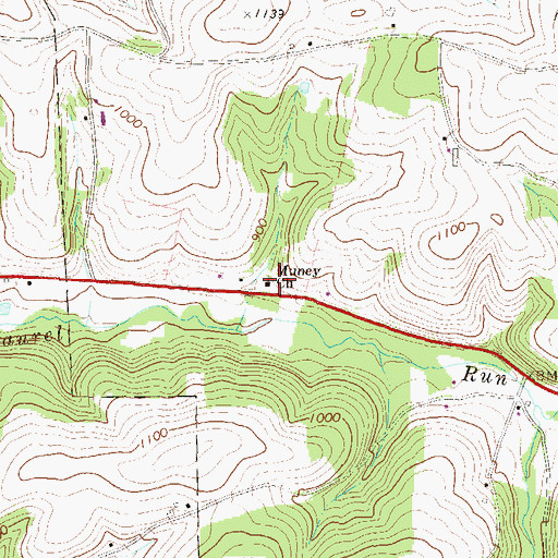 Topographic Map of Muney Church, PA
