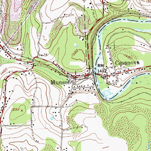 Topographic Map of Munson, PA
