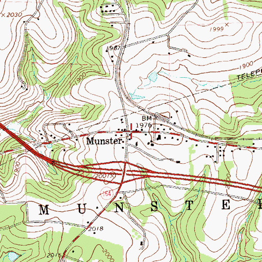 Topographic Map of Munster, PA