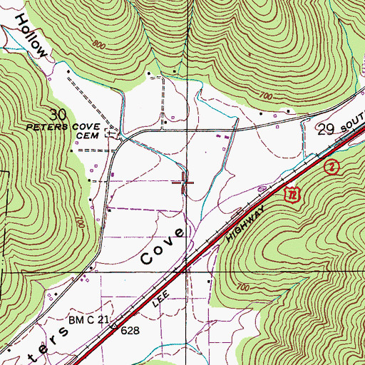 Topographic Map of Farr Hollow, AL