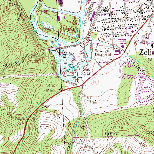 Topographic Map of Muntz Run, PA