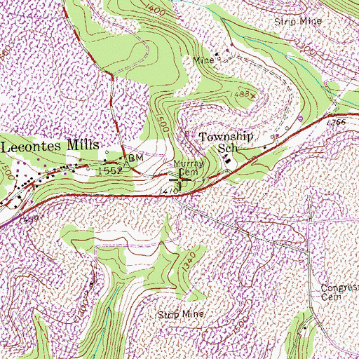 Topographic Map of Murray Cemetery, PA