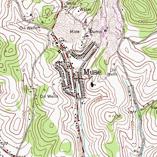 Topographic Map of Muse, PA